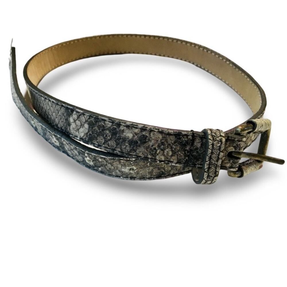 Snake Print Leather Belt